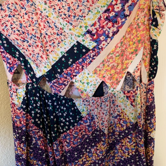 Divided Multicolor Patchwork Mini Dress - Picture 2 of 4